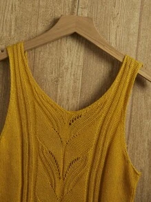 EMERY ROSE Women's Solid Crew Neck Sleeveless Knit Sweater - Yellow - View 7