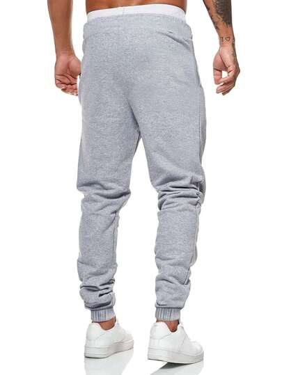 Prep Pantalón de chándal con cordón y gráfico de letras para hombres, escuela
