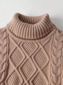 幼儿男童高领针织套头毛衣，时尚简约基本款毛衣