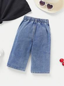 SHEIN Baby Girl Fashion Casual Design Blue Cute Denim Pants Back To School Top Not Included Cute Clothes Outfits Girl Fall/Winter Baby Girl Clothes