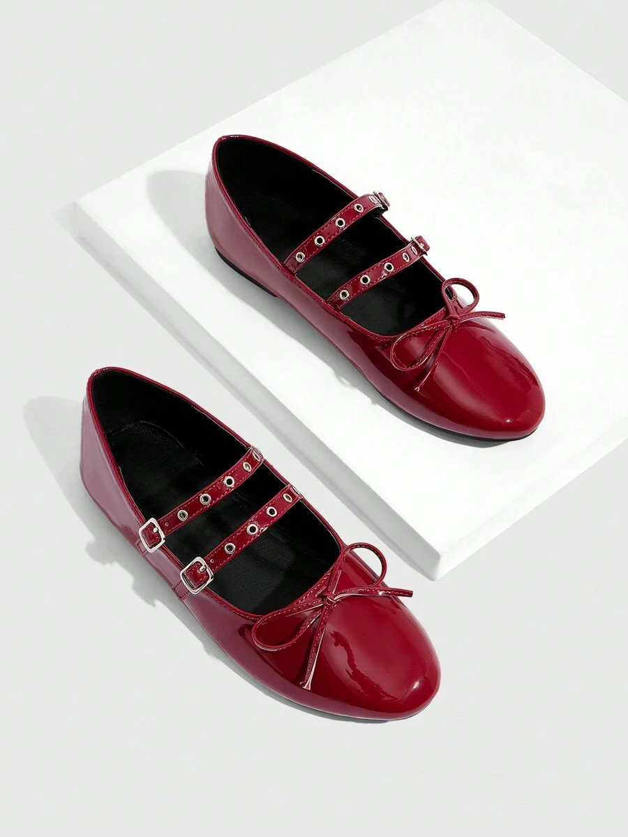 CUCCOO GRLICON Giày bệt phong cách Y2K dành cho nữ, phù hợp với phong cách Punk, Biker, cô gái cá tính, Halloween, Giáng sinh, trang phục dự tiệc - Màu Đỏ Sâu - Xem 1