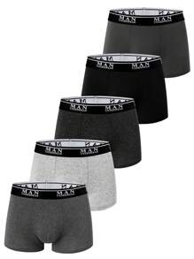 5 件装男士舒适弹力平角内裤 - 彩色 - 查看 3