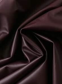 Women's Fashionable Sexy Elegant Lace & Faux Leather Bandeau Top - Burgundy - View 4