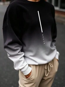 Manfinity Homme Ombre Print Men's Letter Graphic Sweatshirt, Autumn/Winter - Multicolor - View 1