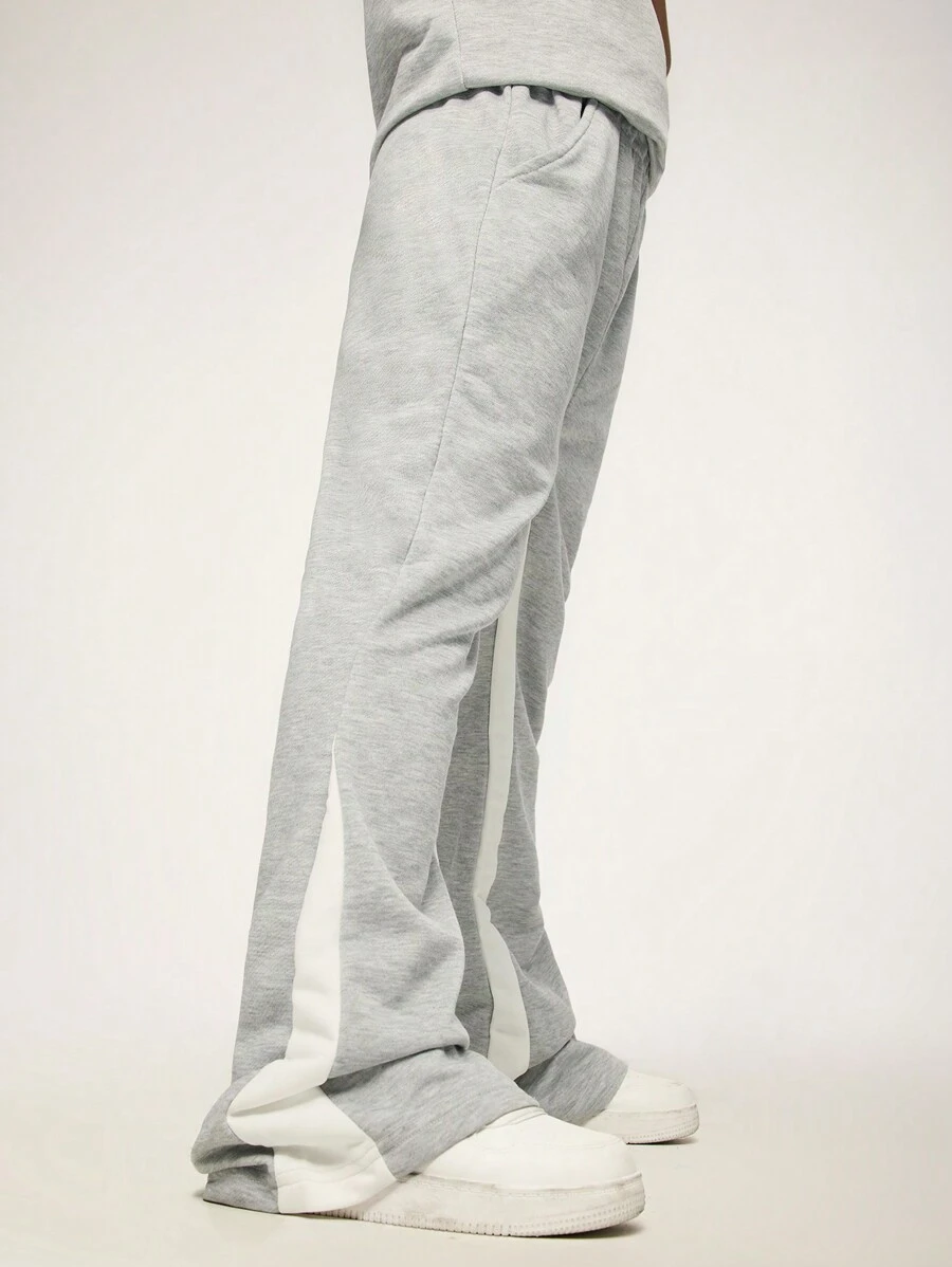SHEIN Explorewe Tween Boy Single Piece Sweatpants, Pale Gray Sports Pants For Tween Boys Spring & Autumn. Side White Stripe Design Adds Vitality, Loose Fit Showcases Street Fashion Style, Patchwork Design Flatters The Figure, Allowing You To Effortlessly Exude Personalized Charm And Youthful Vigor On The Street. - Grey - View 1