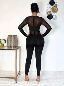 SHEIN SXY Mono elegante y sexy de malla transparente para señora