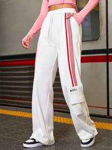 SHEIN Sports Women's Outdoor Sweatpants With Letter Printing - White - View 1