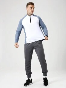 Gym Rark Camiseta Esportiva com Gola Henley, Zíper, Mangas Raglan e Cor Contrastante, Respirável, para Homens - Multicolorido - Visão 3