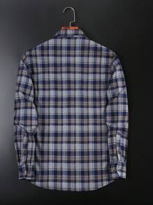 Manfinity Mode Camisa casual de manga larga con un solo abotonado y forrada térmicamente de unicolor para hombre, apta para otoño/invierno