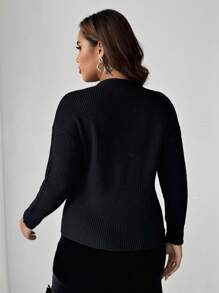 Celure Plus Size Women Solid Color V-Neck Tie Long Sleeve Casual Knitted Cardigan