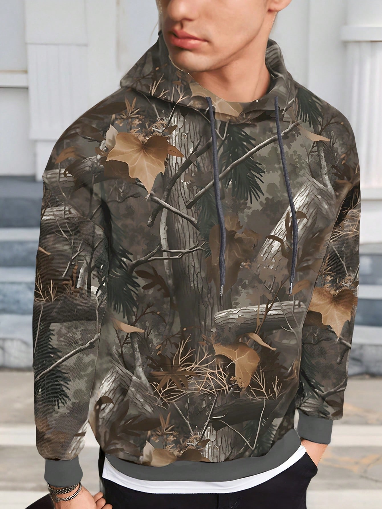 Men's Graphic Print Pullover Hoodie, Casual Everyday Wear