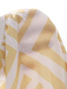 DAZY Bata con mangas de farol con estampado geométrico, vestido de verano ceñido a la cintura para mujer, primavera/verano