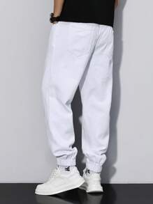 Manfinity Homme Quần Jeans Denim Thường Ngày Màu Trơn Cho Nam - trắng - Xem 4