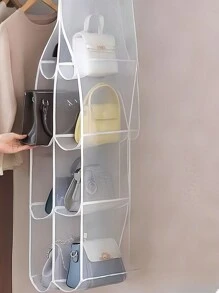 1pc 8-Pocket Handbag Organizer Hanging Storage Multiple Layers Of Vertical Space-Saving Home Wardrobe Closet Bag Holder - White - View 4