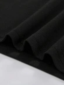 ROMWE MEN Street Life Camiseta de manga corta y cuello redondo con estampado de lema informal para hombres - Negro - Ver 3