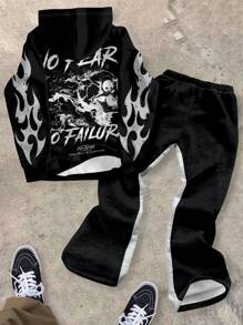 SHEIN Leap Crew Teen Boys' Casual Cartoon Graphic Loose Fit Hoodie & Pants 2 Pieces Set - Multicolor - View 2