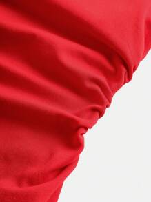 SHEIN Girlism Vestido corto halter casual y cómodo de unicolor para niña preadolescente, conjunto de color rojo para el Día de San Valentín, conjunto de cumpleaños - Rojo - Ver 3