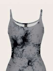 SHEIN EZwear Casual Simple Tie-Dye Full-Length Slip Dress, Suitable For Summer,Summer DressesSpring Clothes Suitable For Going Out Chic Dress - White - View 3