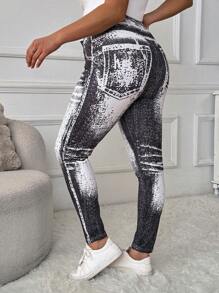 INAWLY Leggings informales de talle elástico de talla grande