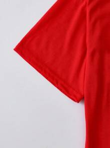Rovax Plus Size Women Sexy Red Lips Graphic Round Neck T-Shirt, For Summer