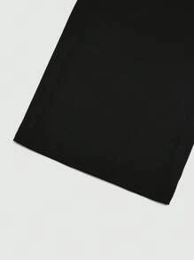 Flirla 2pcs/Set Versatile Round Neck Long Sleeve Romper And Wide-Leg Pants Set, Casual - Black - View 7