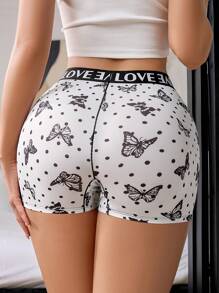 Eraneu 1pc Exotic Funny Butterfly & Letter Print High Waist Sports Style Women Briefs