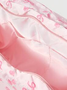 ROMWE Kawaii 1 pieza Bolso de mano grande con volantes y lazo rosa, adecuado para una cita del Día de San Valentín