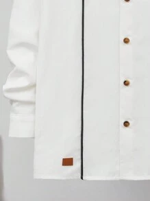 SHEIN Leap Crew 2pcs Tween Boys Collared Long Sleeve Shirt And Pants Set, Suitable For Autumn - Grey - View 4