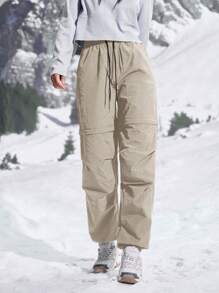 In My Nature Pantaloni casual lunghi da donna con stampa di lettere, vita con coulisse e pieghe, adatti per attività all'aperto come trekking