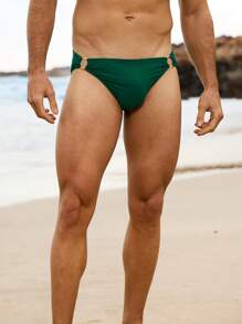 Manfinity VDAYZ Bañador sólido y simple para hombres, con diseño hueco, para uso casual en la playa