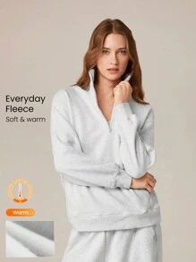 GLOWMODE 日常羊毛半拉链臀长长袖运动衫，带侧袋，日常休闲