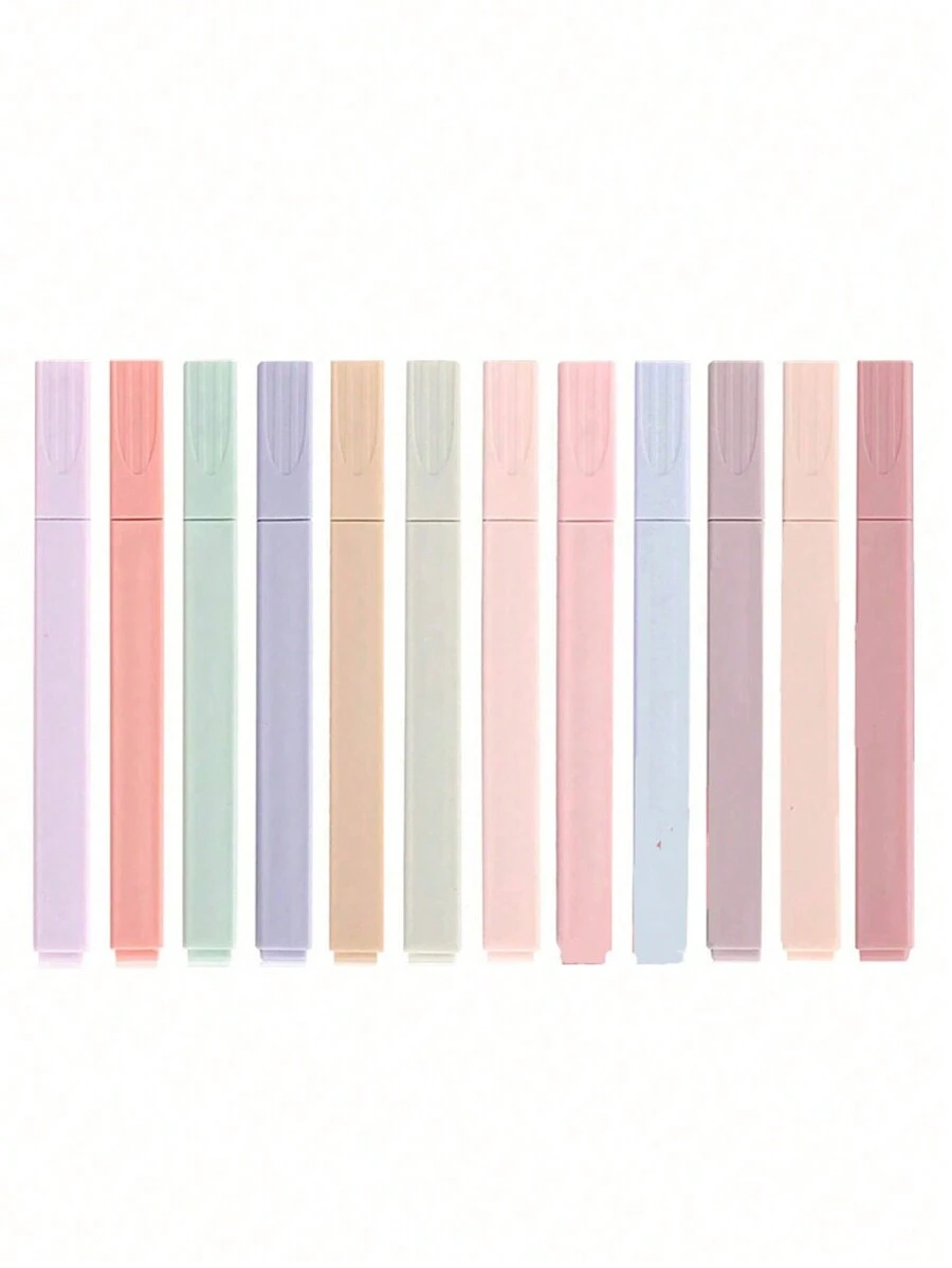 SHEIN قلم تحديد فلورسنت، عملي ومتعدد الوظائف للاستخدام المكتبي، تصميم بسيط للرجوع إلى المدرسة - متعدد الألوان - مشاهدة 1