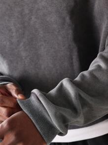 SUMWON Sudadera corta premium de estilo creativo con hombros caídos, de corte ancho, informal, de moda urbana, cómoda para otoño e invierno, estilo deportivo