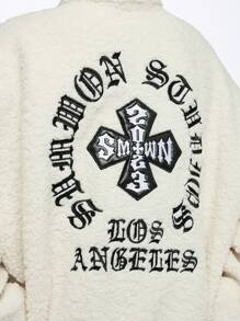 SUMWON WOMEN Luxury Sherpa Fleece Winter Zip-Up Jacket Cozy Teddy Bear Plush Outerwear With Premium Metal Hardware And Embroidered Logo Holiday Season Essential