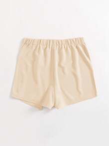 SHEIN EZwear 大码纯色简约开衩下摆裤裙，日常休闲穿着 - 杏色 - 查看 2