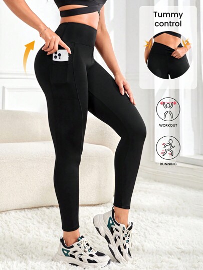 Easithlete High Waist Yoga Legging  With Pockets, Tummy Control Workout Running Yoga Leggings For Women
