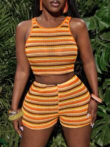 Slaydiva Conjunto de moda de verano para mujer - Festival de música, Pascua, Nashville, Bohemio, Fiesta de cumpleaños, Graduación, Estudiante diario, Vacaciones, Crucero, Playa, Tomar el sol, Vacaciones simples, Rayas texturizadas