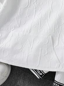 SHEIN Tween Boy Casual Textured Fabric Short Sleeve Shorts Hoodie Outfit Set - Khaki - View 6