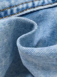 SHEIN 男婴夏季休闲柔软石洗宽松蓝色牛仔短裤，婴儿夏季服装