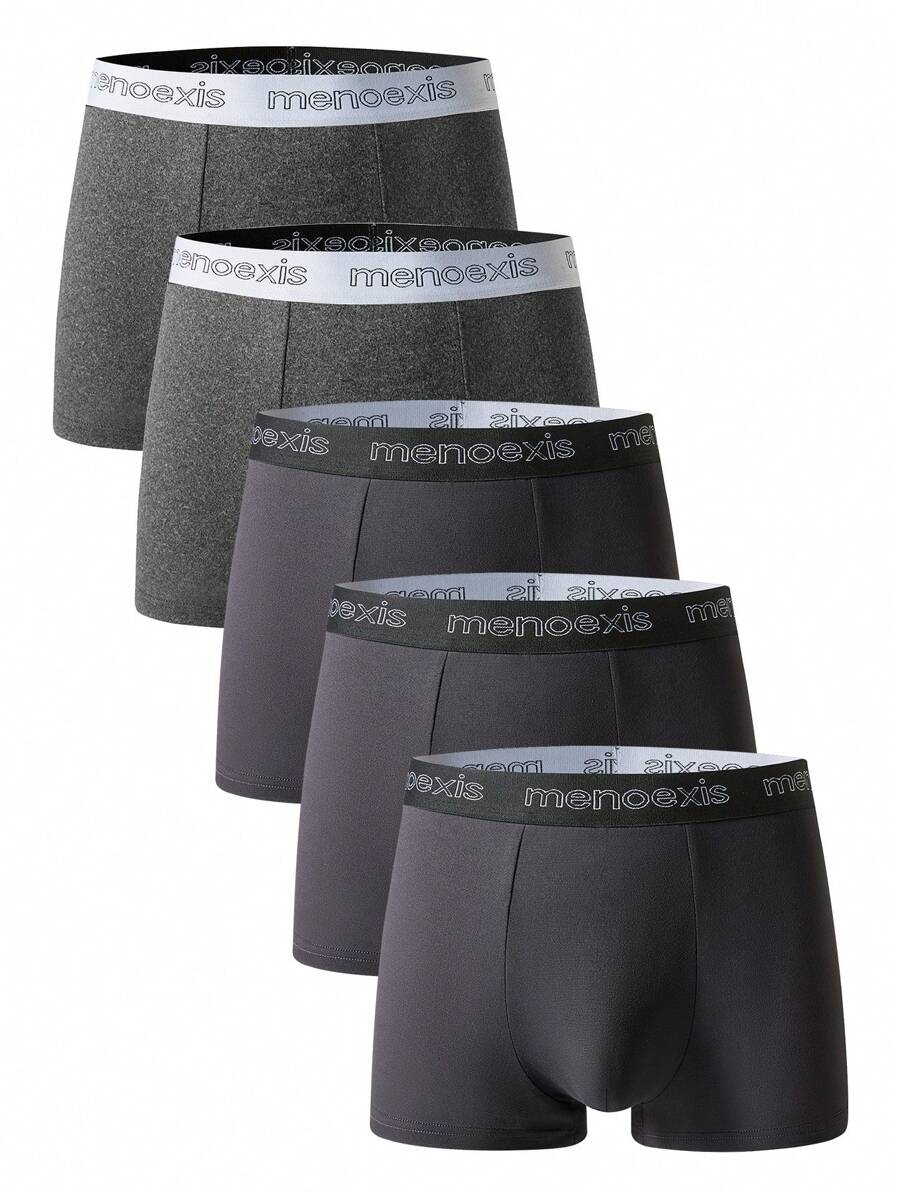 5 件装 男士字母带舒适平角内裤 - 彩色 - 查看 1