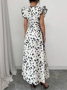 Modelyn Váy chữ A lưng thun in họa tiết dệt hai tông màu dành cho nữ - Màu be - Xem 2