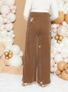 SHEIN Loomaby Maternity Adjustable Wide-Leg Casual Pants, For Daily Wear - Camel - View 2