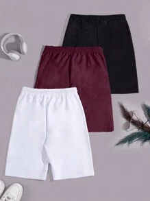 RueChic Men 3pcs Pack Drawstring Label Detailed Regular Shorts - Multicolor - View 2