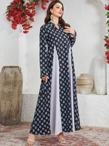 Al Najma Muslim Fashion Ladies Islamic Traditional Dress, Arabic Long Robe Kaftan, Modest Full Length Dresses - Black - View 3