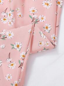 Young Girl Floral Print Casual Round Neck Short Sleeve Long Nightgown Sleepwear - Multicolor - View 4