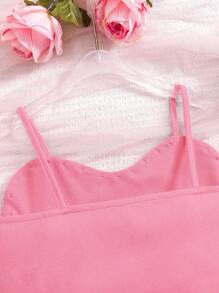 SHEIN Tween 女童合身心形仿珍珠装饰吊带背心