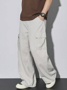 Manfinity Hypemode Quần ống rộng rộng rãi bằng vải denim chắp vá màu be cho nam, StreetEZ - Màu be - Xem 1