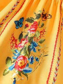 SHEIN 女婴春夏休闲风格花朵印花短袖连衣裙