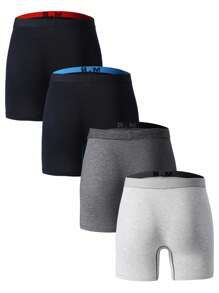 3pcs/Pack Men's Boxer Briefs, Casual Sports Long Leg Trunks, Plus Size Underwear Shorts, All Season - Multicolor - View 2