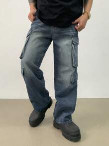 DAZY Men's Casual Simple Solid Blue Jeans, Fashionable For Daily Wear In Autumn - Blue - View 5